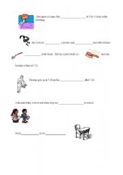 English worksheet: Actions when you wake-up