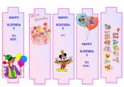 English Worksheet: Bookmarks-HappyBirthday