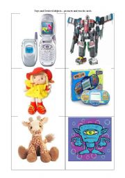 Toys and desired objects for kids - pictures and words