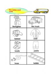 English worksheet: Fire station word cards