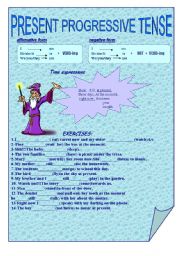 English Worksheet: present progressive tense