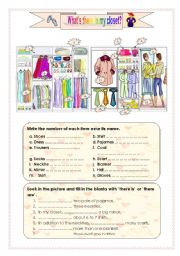 English Worksheet: whats there in my closet?