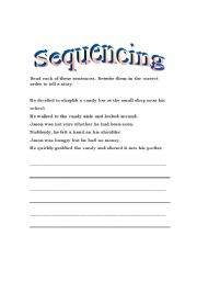 English Worksheet: Sequencing Sentences To Make A Paragraph
