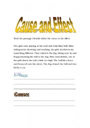 English worksheet: Cause and Effect