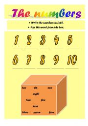 English Worksheet: The numbers - 1 to 10