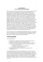 English Worksheet: Robotics Assignment