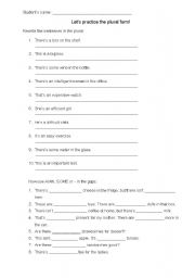 English Worksheet: Plurals