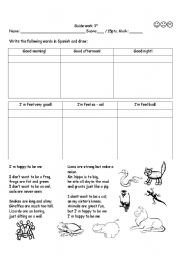 English worksheet: greeting and song