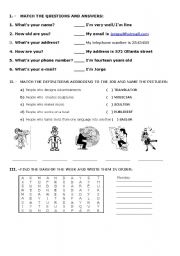 English worksheet: english exam for high school 1