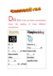 English Worksheet: Connectives