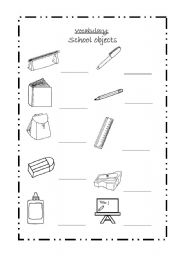 English Worksheet: school objects