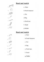 English worksheet: school objects