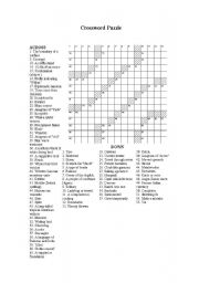English Worksheet: crossword puzzle