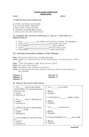 English Worksheet: modal verbs