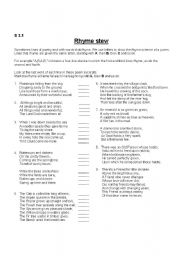 English worksheet: rhyme pattern