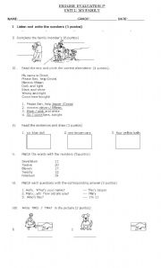 English worksheet: evaluation