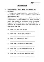 English Worksheet: Daily routines