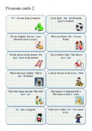 English Worksheet: PRONOUN CARDS part 2