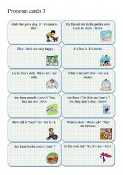 English Worksheet: PRONOUN CARDS part 3