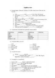 English worksheet: English review