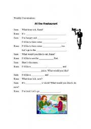 English Worksheet: At the Restaurant