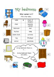 English Worksheet: My bedroom