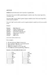 English worksheet: Articles