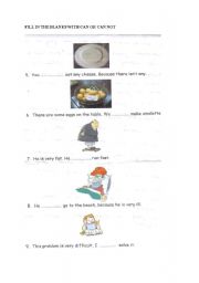 English Worksheet: can-cannot