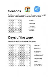 Review of seasons and days of the week