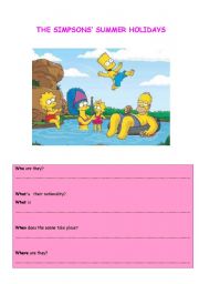 English Worksheet: THE SIMPSONS SUMMER HOLIDAYS