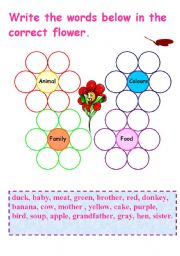 English Worksheet: Family flowers