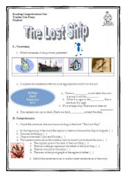 English Worksheet: reading comprehension - The lost ship