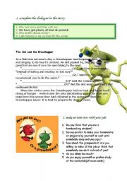 English Worksheet: The Ant and the Grasshopper