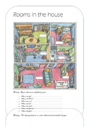 English Worksheet: Rooms in the house