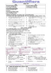 English Worksheet: quantifiers