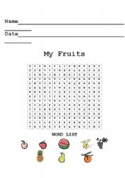 English Worksheet: Fruits