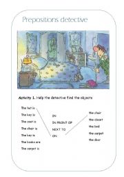 English Worksheet: Prepositions detective