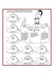 English Worksheet: Circle the correct spelling of each base word plus a suffix.