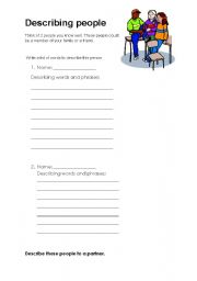 English Worksheet: Describing people