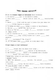 English Worksheet: VERB TENSES REVISION