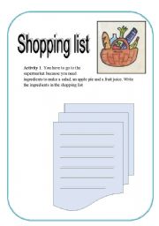 English Worksheet: Do a shopping list