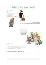 English Worksheet: Where are you from?