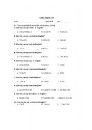 English worksheet: food, numbers and object house