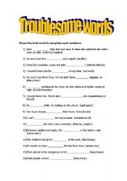 English Worksheet: Troublesome words