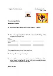 English Worksheet: The Incredibles