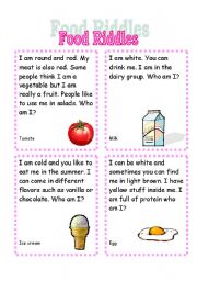 English Worksheet: Food Riddles