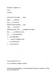 English worksheet: Gap fill--To be in present