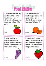 English Worksheet: Food Riddles
