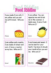 English Worksheet: Food Riddles