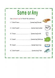 English Worksheet: Some or Any 